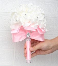 Wedding Flowers Handmade PE Foam Rose Bridesmaid Bouquet Bridal Ribbon Fake Flowers Pink Bouquets De Noiva6004265