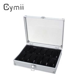 Whole-12 Grid Aluminium Watch Storage Case Bracelet Organiser Professional Wrist Watches Display Box Jewellery Storage Holder Ca203a