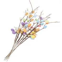 Decorative Flowers 10pcs Simulation Easter Egg Stem Ornament Artificial Plant Stems Pick