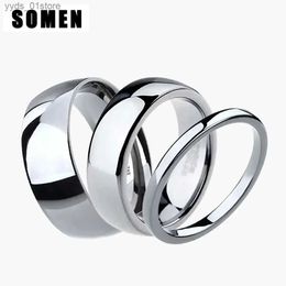 Band Rings 2mm/4mm/6mm/8mm Ring Pure Silver Colour Tungsten Ring Couple Engagement Ring rs Jewellery Wedding Band Alliance Men Women L240305