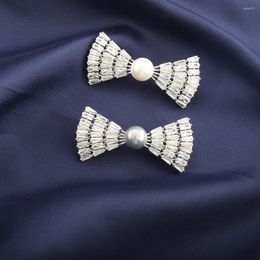 Brooches Huge Shiny Bow Women's Brooch Luxury Zircon High Quality Jewellery Pearl Corsage Winter Accessories