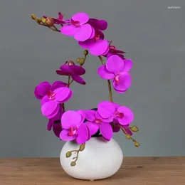 Vases Modern Minimalist Ceramic Vase Fake Flower Phalaenopsis Set Figurines Crafts Decoration Home Livingroom Table Coffee Ornaments