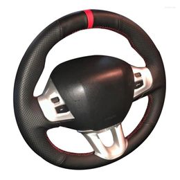 Steering Wheel Covers Hand-Stitched Car Accessories Black Artificial Leather Auto Interior Cover For 208 2008