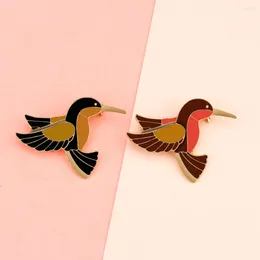 Brooches High Quality Metal Enamel Pins Cute Colourful Hummingbird Vintage Jewellery For Women Cartoon Animal Pin Badge Accessories