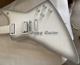 Drop Shipping All White Silver Burst Edge EX Electric Guitar Stopbar Tailpiece Bridge White Pickups Clear Knobs Grover Tuners Dot inlay