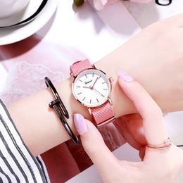Colourful Comfortable Nylon Belt Quartz Watch Female Simple Fresh Girl Watches Analogue Classic Womens Wristwatches210L