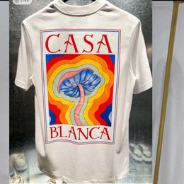 T-shirt da uomo T-shirt da uomo firmate T-shirt con funghi arcobaleno Stampa lettera T-shirt a maniche corte in cotone sciolto da uomo Casa Blanca Camicia da donna 905