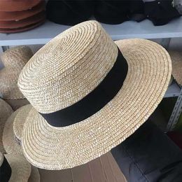 Wide Brim Hats Bucket Hats Classic Beach Hat Ribbon Bow Rowing Hat Wide Brown Summer Sun Hat Womens Wheat Straw Hat Kentucky Derby Hat J240305