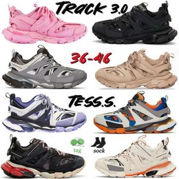 Luxury Casual Shoes Designer brand Track 3 3.0 Men Women pink white black SneakersGomma leather Trainer Nylon Printed Platform runner hiking sneakers big size us 12 13