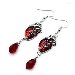 Dangle Earrings Gothic Vintage Punk Bleeding Heart Human Organ Earring Crystal Stone Handmade Personalised DropShip