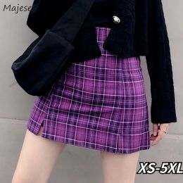 skirt HotSale Skirts Women Mini Slit Sexy Artistic Schoolgirls Harajuku Faldas Korean Hot Girls Party Street Allmatch Plaid Trendy