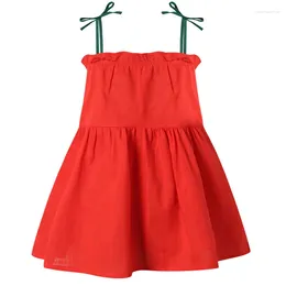 Girl Dresses 2024 Summer Toddler Clothes Korean Casual Fashion Solid Sleeveless Cotton Beach Baby Cute Dress Kids Clothing BC547