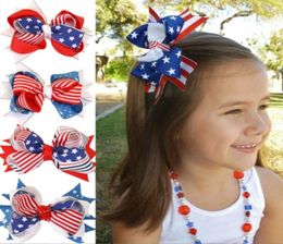 American Flag Hair Bow Clips For Girls Patriotic Independence Day Alligator HairPins Flower HairAccessories fourth of july2236929