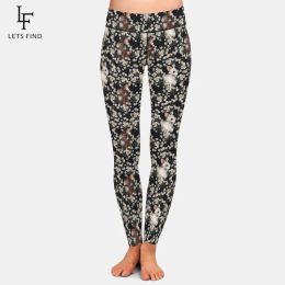 Leggings LETSFIND Super Soft Milk Silk Print Rabbits Pattern Women Fitness Full Legging Fahsion High Waist Slim Women Pants