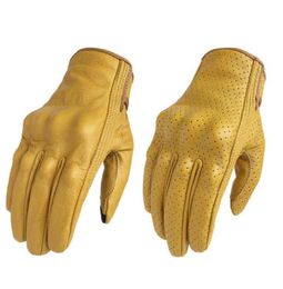 Motorcycle Gloves Touch Screen Leather Yellow Tactics Glove Men Women Bike Cycling Full Finger Motorbike Motor Motocross Luvas8531739