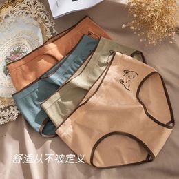 Women's Panties Low Waist Breathable Underwear Warm Color Cute Style Design Girl Cotton Crotch Lingerie Women