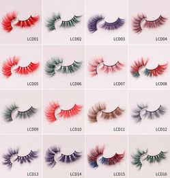 25mm Colour lashes 6D False Coloured Eyelashes Natural Real Mink fluffy Style Eye lash Extension Makeup Halloween Colourful Eyelash2882621