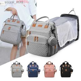 Diaper Bags A Mummy Bag Usb New Foldable Mosquito Net Crib Mommy Bag Portable Baby Bed Bag Can Be Hung With Baby Stroller And Mother BagL240305