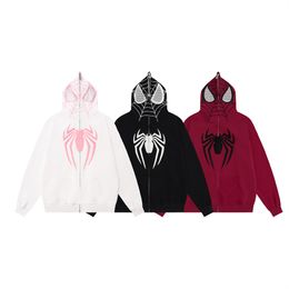 Spider Man Pulling Masked Hoodie Men's Autumn/Winter American Street Fashion Zipper Open Coat