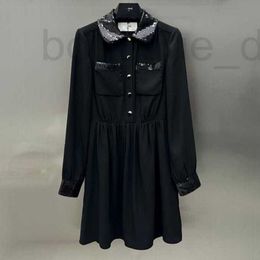 Basic & Casual Dresses designer brand Early Spring New Nanyou Ce Elegant and Style, Lightweight Comfortable Single Breasted Bead Flap Collar Long Sleeved Dress BUF9