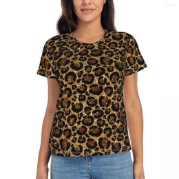 Women's T Shirts Bright Leopard Print Trendy Animal Simple O Neck Shirt Short Sleeve Elegant Oversize Tees Sexy Pattern Tops Gift Idea