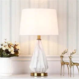 Table Lamps OURFENG Ceramic Lamp Bedside LED Luxury Desk Light Fabric Home Decorative For Foyer Dining Room Bed Office