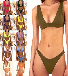 Solid Colour Swimsuits bikini Ladies split swimsuit bikinis Multicolor7396936