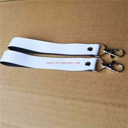 sublimation polyester white blank keychains key ring heat transfer printing blank diy materials 20pcs lot 210409185s