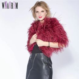 Fur Hot Fashion Sexy Real Ostrich Feathers Women Coat Turkey Wool Short Coat Feather Fur Coat Jacket Retail Wholesale Size Custom