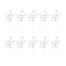 Decorative Flowers 10Pcs/lot Artificial Berries Stems White 9.44 Inch Christmas Branch Ornament For Holiday Home Decor And Crafts