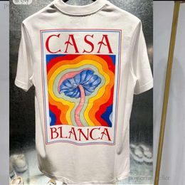 Men's T-shirts Men's T Brand Designer Tees Rainbow Mushroom Letter Print Short Sleeve Tops Cotton Loose Men Casa Blanca Women Shirt 318