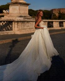 Vestidos de noiva de renda de renda vintage tiras de espaguete de espaghetti deco