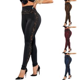 Leggings Lace Leggings 2023 Women Summer Tight High Waist Leggings Thin Cropped Trousers High Elastic Casual Elegant Capris Streetwear