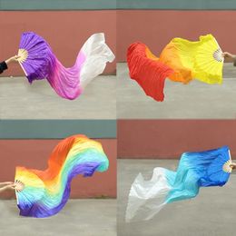 1 piece of 150cm long dance fan is hot selling Ms. Belly Gradient Colour Dancer Practise Long Imitation Dance Prop Silk Fan 240305