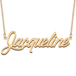 Jacqueline name necklaces pendant Custom Personalised for women girls children best friends Mothers Gifts 18k gold plated Stainless steel