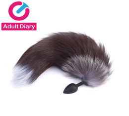 Adult Diary Silicone Butt Plug Black Fox Tail Anal Plug Soft Erotic Anal Beads Sex Toys For Women Adult Games Sex Products C1819324965