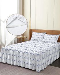 Bed Skirt Texture Elastic Fitted Bedspread With Pillowcases Protector Mattress Cover Bedding Set Sheet