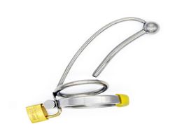 Stainless Steel Male Devices Long Urethral Catheter Metal Cage Lock Belt Hinged Ring Drain Tube Sex Toys for Men CC0027822067