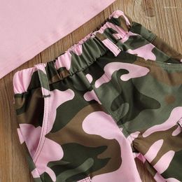 Clothing Sets Kids Girls Pants Set Sleeveless Letters Print Camisole With Camouflage Trousers Summer Outfit
