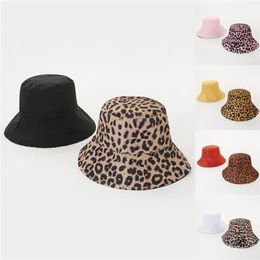 Wide Brim Hats 2021 Two Side Leopard Black Bucket Hat For Women Men Reversible Panama Sun Summer Ladies Korean Beach Fisherman254u