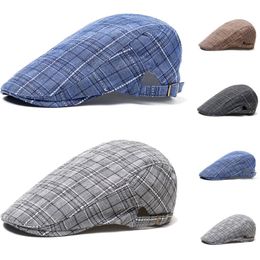 Men's Berets Newsboy Golf Plaid Beret Irish Hats Newsboy Men Cabbie Driving Flat Caps Newly Streetwear Casual Autumn303V