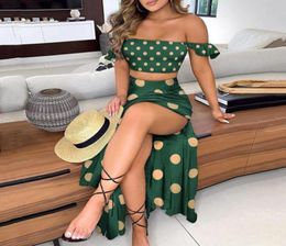 Two Piece Dress Women Boho Wrap Summer Lond Holiday Maxi Sundress Floral Print Elegante Cocktail Female dresses evening wear casua3118620