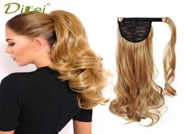 DIFEI Long Wavy Real Natural Ponytail Clip in Pony tail Hair Extensions Wrap Around on Synthetic Hair Piece for human62093133599939