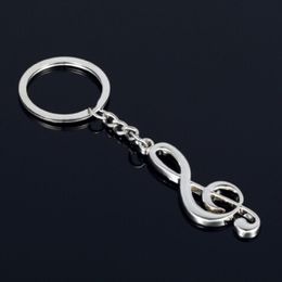 New key chain key ring silver plated musical note keychain for car metal music symbol chains2749