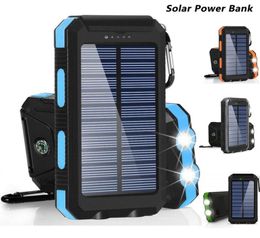 20000mAh Portable Solar Power Bank Charging Poverbank Three Defences External Battery Charger Strong LED Light Double USB5176467