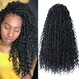 Human Hair Bulks 18 Inch Faux Locs Crochet Hair With Curly Ends Goddess Faux locks Crochet Hair Dreadlocks Synthetic Braids Extensions For Women 230904
