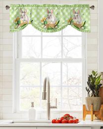 Curtain Easter And Egg Plaid Short Window Adjustable Tie Up Valance For Living Room Kitchen Drapes