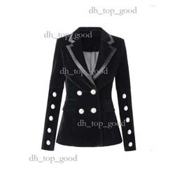 Women's Suits Womens Blazer Coat Fashion Designer Double Breasted Diamonds Buttons Velvet Jacket Solid Color Slim Suit 241