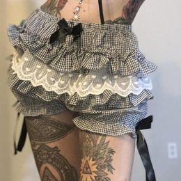 Women's Shorts Gaono Fairy Aesthetics Streetwear Vintage Lace Women Y2k Cute Layered Lolita Bloomers Trim Ruffle