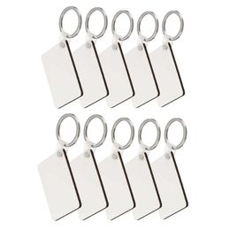 10pcs DIY Rectangle White Blank MDF Key Chain Fashion OEM Sublimation Wooden Key Rings For Heat Press Transfer Jewlery New283T